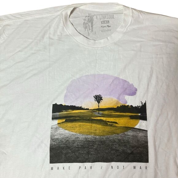 Linksoul Mens 2XL White Graphic Golf Landscape “Make Par Not War” Casual - Picture 9 of 9